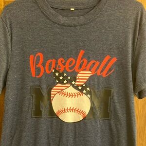 Gray and Red Baseball Graphic Short Sleeve Tee